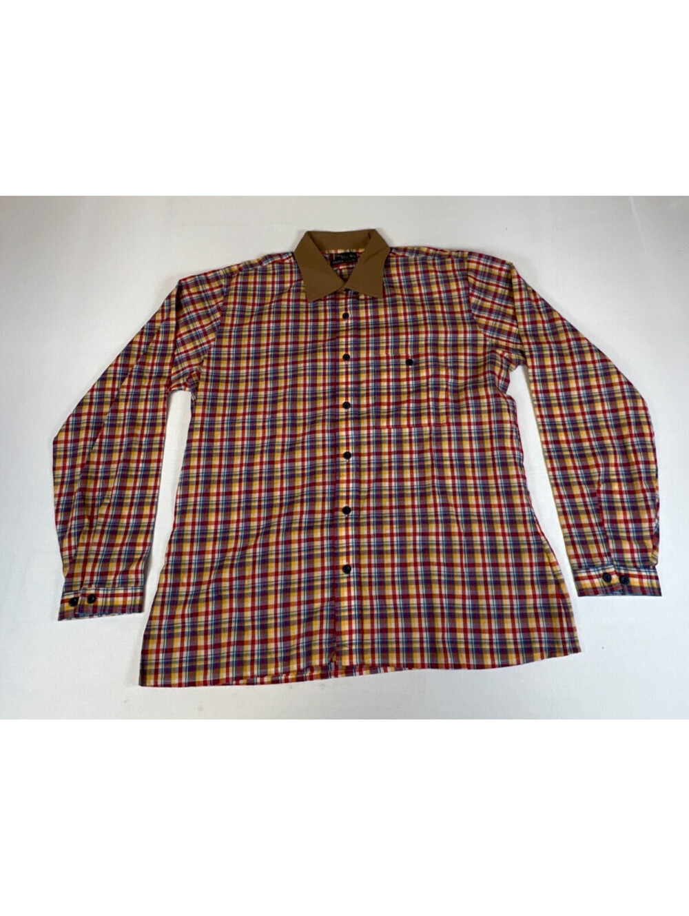 VTG Brigade by Arrow Men XL Multi Plaid Long Sleeve Button Down Shirt Taper Fit